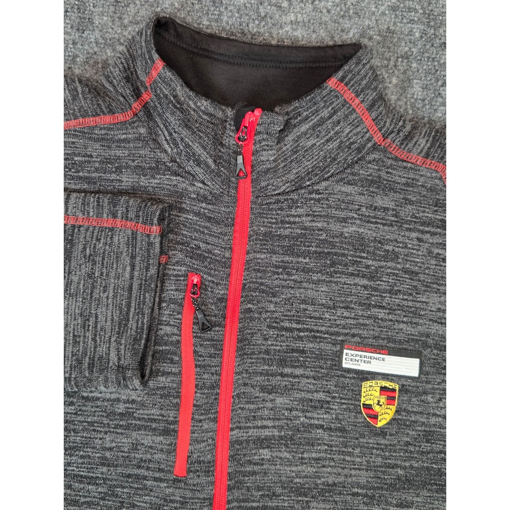 Porsche Full Zip Fleece Jacket Mens XXL Gray Red